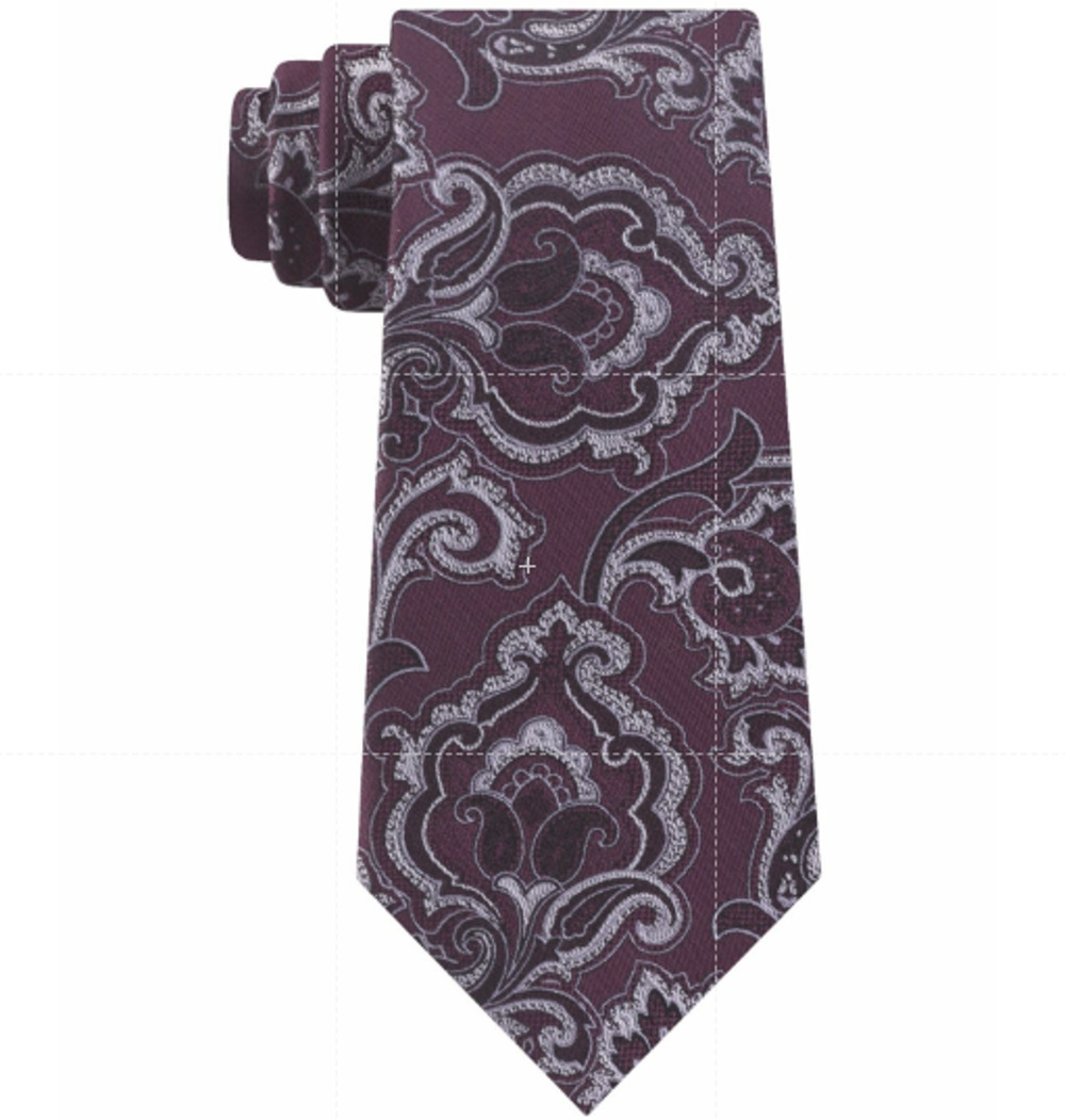 Michael Kors Tie Men's One Size Black Gray Paisley 100% Silk Formal Dress NWT